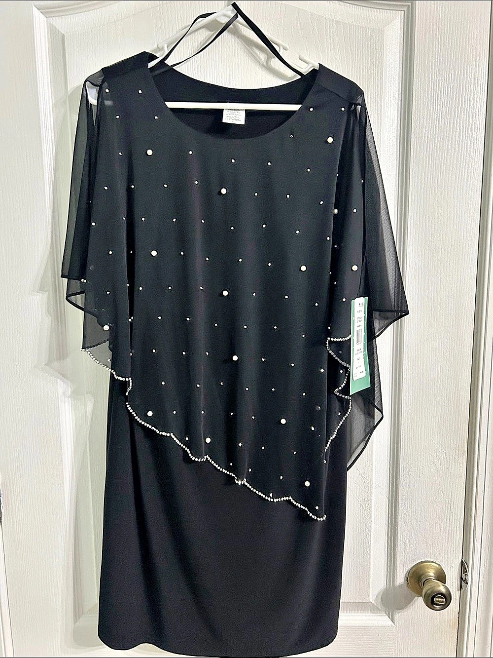 MSK Embellished Midi Dress in Black Size Large NWT